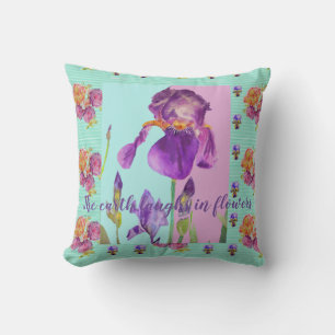 Coussin La Terre Rire Dans Les Fleurs Florales Cushion