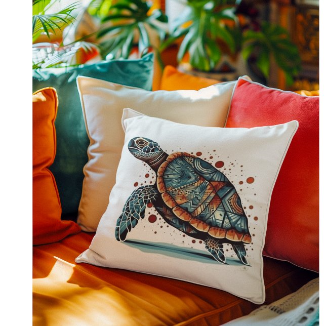 Coussin La tortue marine de la mosaïque d'Indigo (Créateur téléchargé)