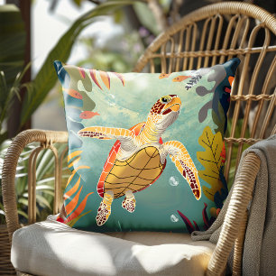 Coussin La Tortue Verte Nage L'Océan Pacifique
