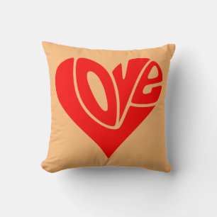 Coussin La typographie de l'amour en forme de coeur