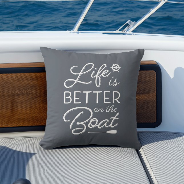 Coussin La Vie Bleue Ardoise Est Meilleure Sur Le Bateau (Créateur téléchargé)