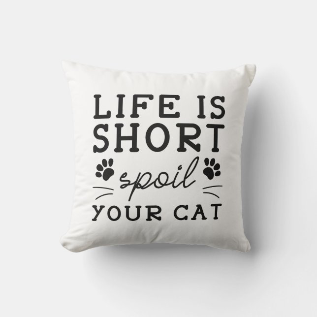 Coussin La Vie, c'est du gâteau court, ton chat (Recto)