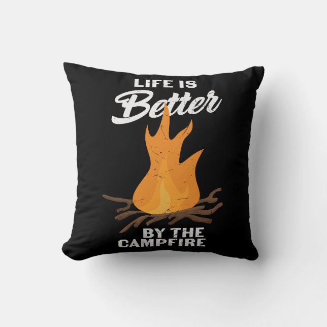 Coussin La Vie Est Meilleure Au Camping Camping (Recto)