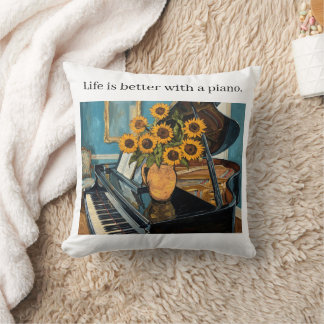 Coussin La vie est meilleure avec un piano - bel art !