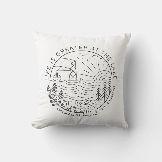 Coussin La vie est plus grande au lac - Noir (Recto)