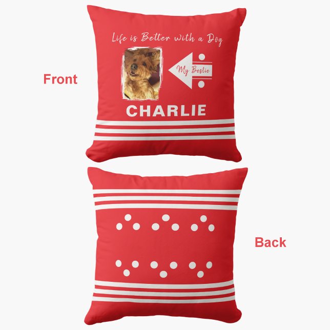 Coussin La vie meilleur chien ajouter le nom de la photo r (Créateur téléchargé)