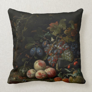 Coussin La vie toujours avec le fruit, le feuillage et les