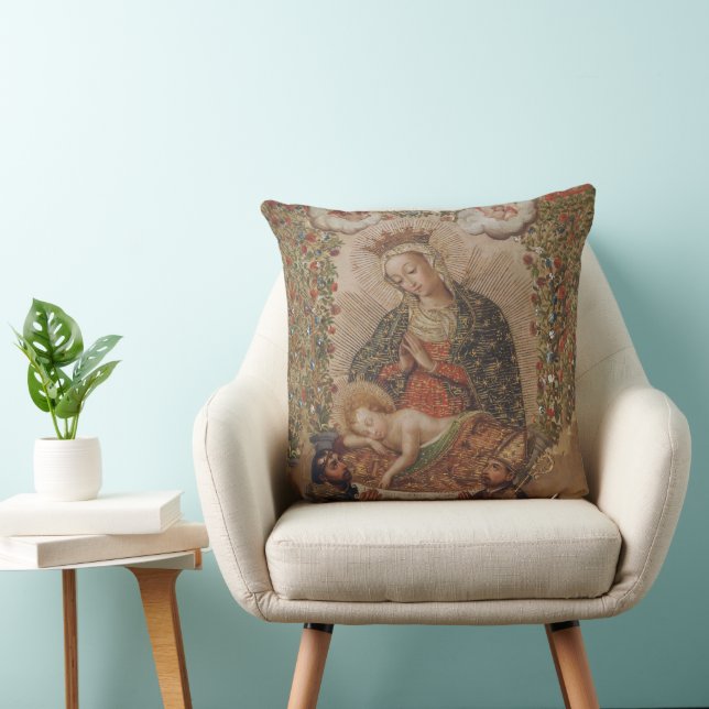 Coussin La Vierge adorant le Christ Enfant Noël (Chaise)