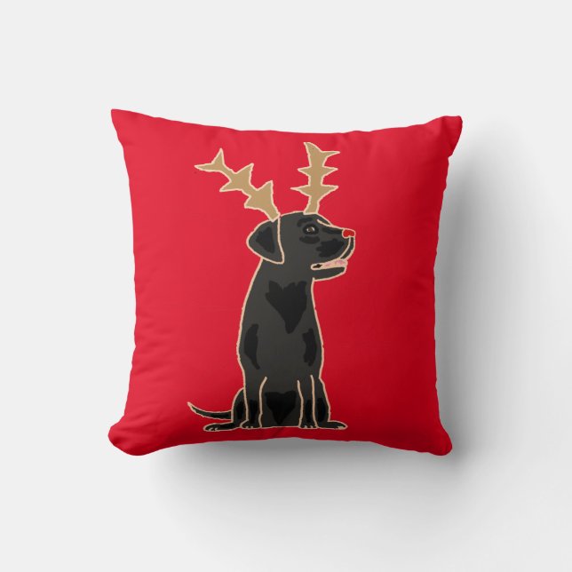 Coussin Laboratoire noir drôle avec Noël d'andouillers de (Recto)