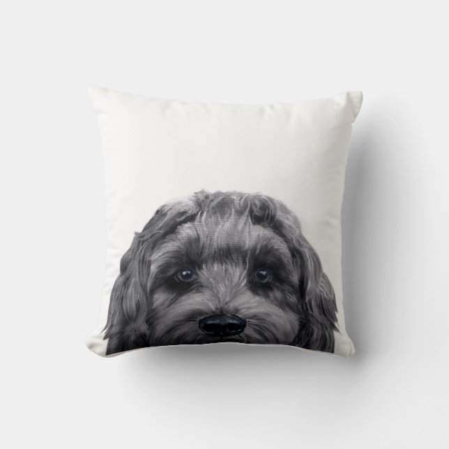 Coussin Labradoodle Black Peinture originale de miart (Recto)