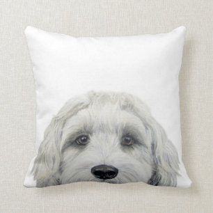 Coussin Labradoodle blanc Peinture originale de miart