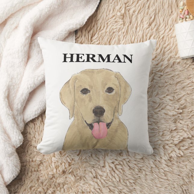 Coussin Labrador jaune personnalisé (Couverture)