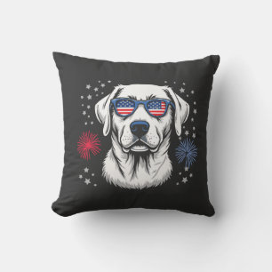 Coussin Labrador patriotique avec lunettes USA
