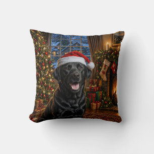 Coussin Labrador Retriever noir de vacances