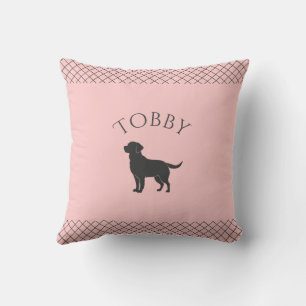 Coussin Labrador Retriever Personnalisé Rose Pastel