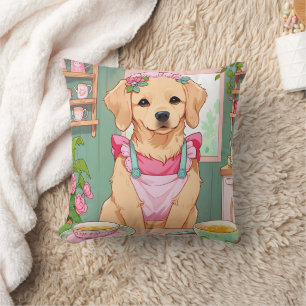 Coussin Labrador Retriever tasse de thé cottage