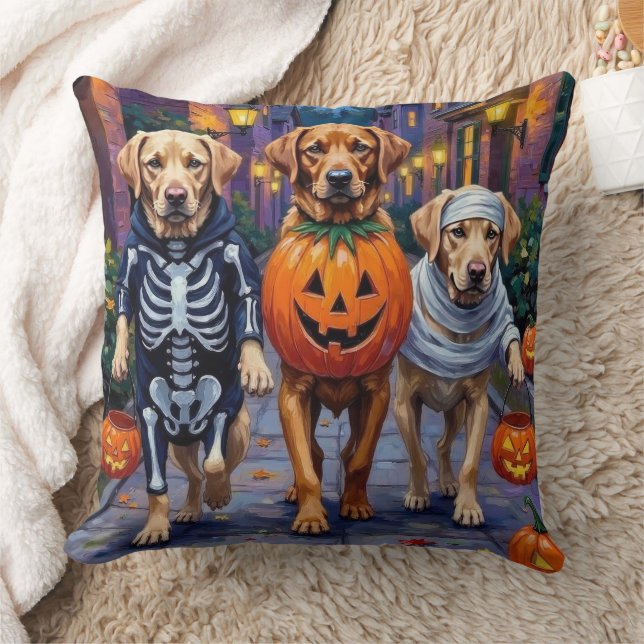 Coussin Labrador Trick or Treating in Halloween Costumes (Couverture)