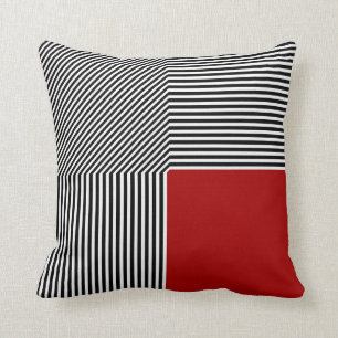 Coussin L'abstraction géométrique, B/W barre le carré
