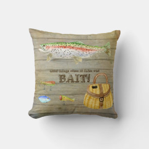 Coussin Lac Cabine Truite Pêche Creuses Vintage