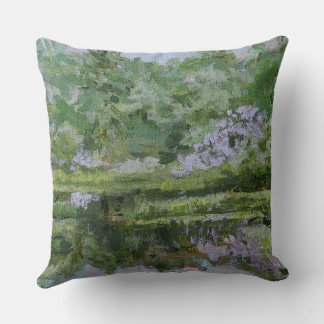 Coussin Lac de campagne artistique au printemps