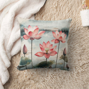 Coussin Lac de lotus au clair de lune (7)