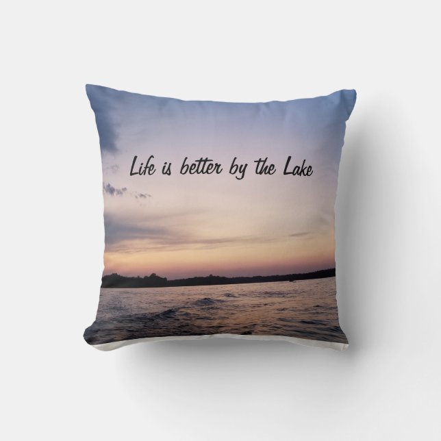 Coussin Lac Hamilton "La vie est meilleure au bord du lac" (Recto)