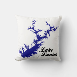 Coussin Lac Lanier Géorgie Bleu Rivage Carte Art Script