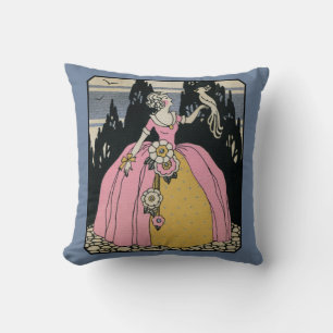Coussin Lady Holding a Bird, Victorienne Vintage