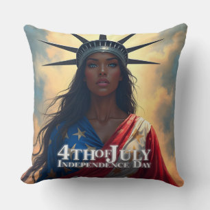 Coussin Lady Liberty Réinventée – Un Nouveau Visage de la