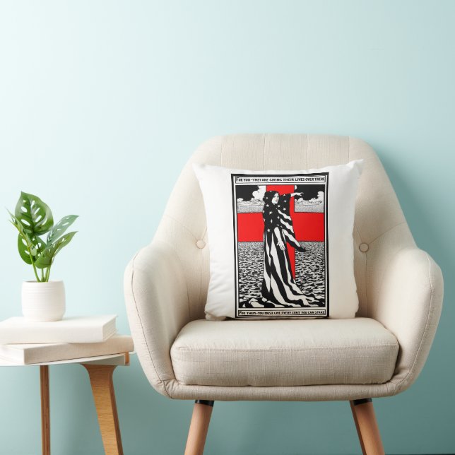 Coussin Lady Liberty WWI Poster patriotique américain 1918 (Chaise)