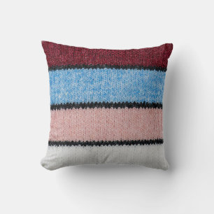 Coussin Laine à rayures multicolores : Texture de tissu.