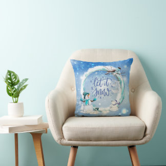 Coussin Laisser neiger Bleu Joyeux Noël Snowman Bleu Oisea