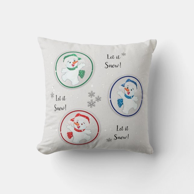 Coussin Laisser neiger hiver Snowmen dessin (Recto)