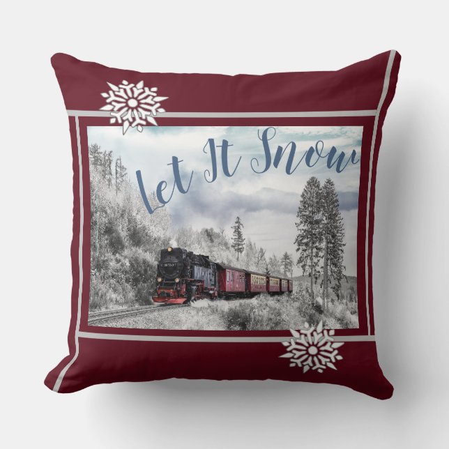 Coussin Laissez Le Train De Neige Se Rendre (Recto)