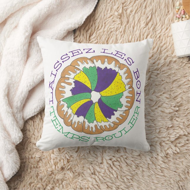Coussin Laissez Les Bon Temps Rouler Mardi Gras King Cake (Couverture)