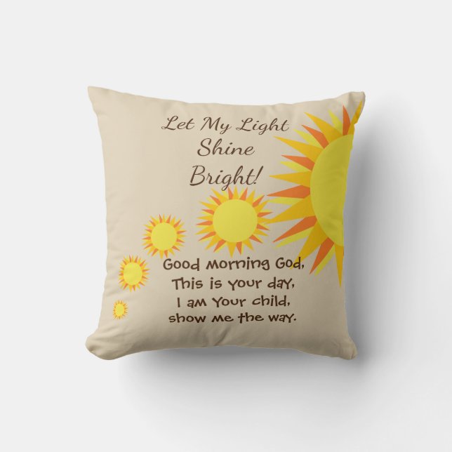 Coussin Laissez ma prière lumineuse de matin et de nuit (Recto)
