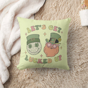 Coussin Laissons la chance - Drôle Leprechaun Clover