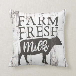 Coussin Lait de vache frais de la ferme Bois blanc Ferme d