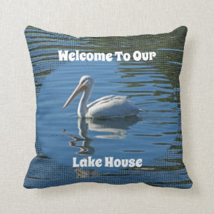 Coussin Lake House Welcome Pelican Wild Bird Home Guest