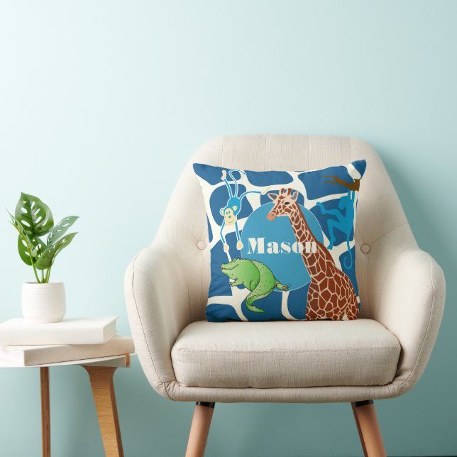 Coussin L'Alligator Personnalisé de Singe Giraffe de Cute  (Chaise)
