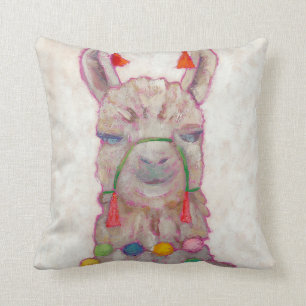 Coussin Lama de festival d'aquarelle