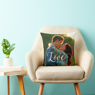 Coussin L'amour dans un script élégant photo customisée