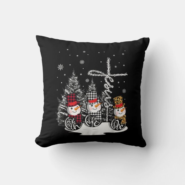 Coussin L'Amour de Jésus| Jesus Faith Hope Love Snowman (Recto)