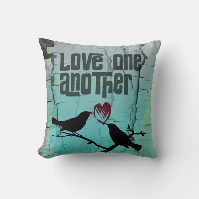 Coussin L'Amour des oiseaux Turquoise (Recto)