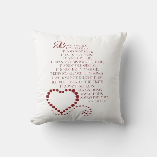 Coussin L'amour est l'amour patient est gentil 1 Corinthie (Recto)