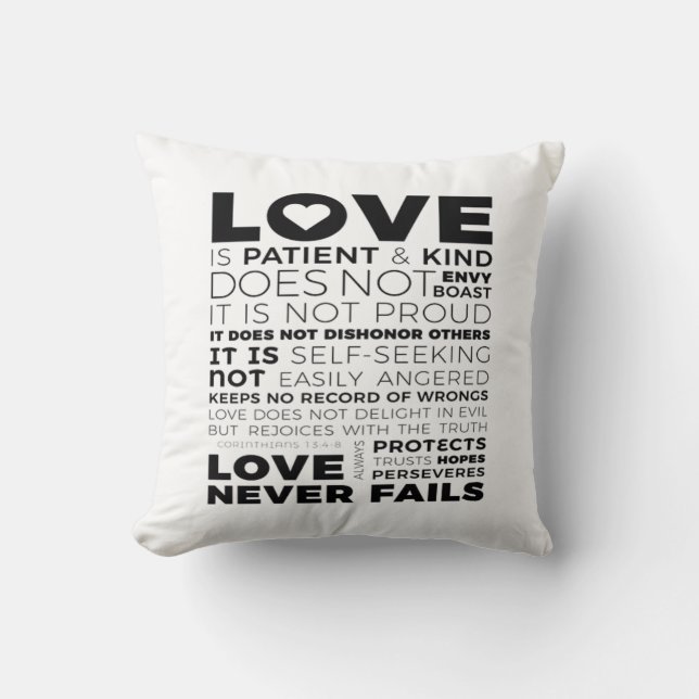Coussin L'amour est patient et bon, il n'envie pas, ne se  (Recto)