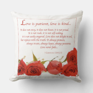 Coussin L'amour est Patient Rose Rouge