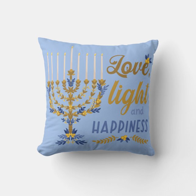 Coussin L'amour, la lumière et le bonheur Hanoukka (Recto)
