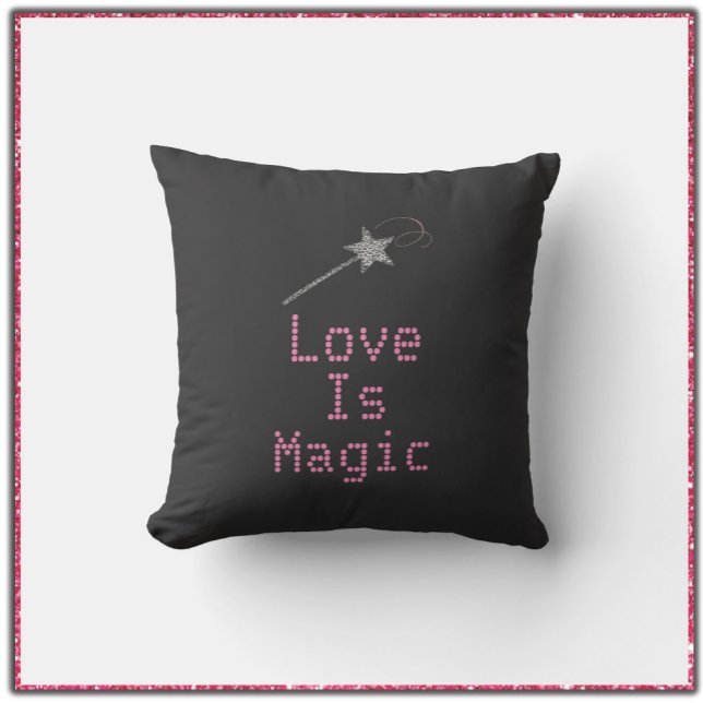 Coussin L'amour noir et rose est magique (Créateur téléchargé)