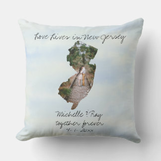 Coussin L'Amour Vit Dans L'État Du New Jersey Formé Photo